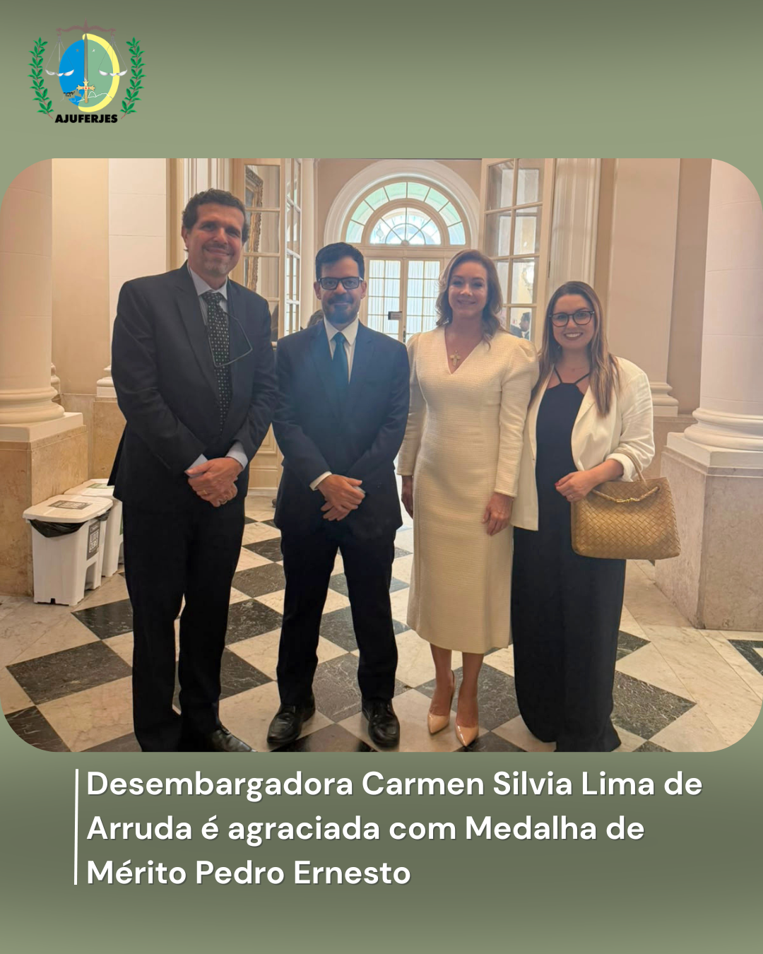 Desembargadora Carmen Silvia Lima de Arruda é agraciada com Medalha de Mérito Pedro Ernesto